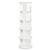 Levede Rotating Bookshelf 5 Tier Book Storage Space Saving Round Tower White
