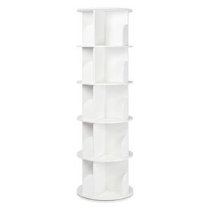Levede Rotating Bookshelf 5 Tier Book Storage Space Saving Round Tower White