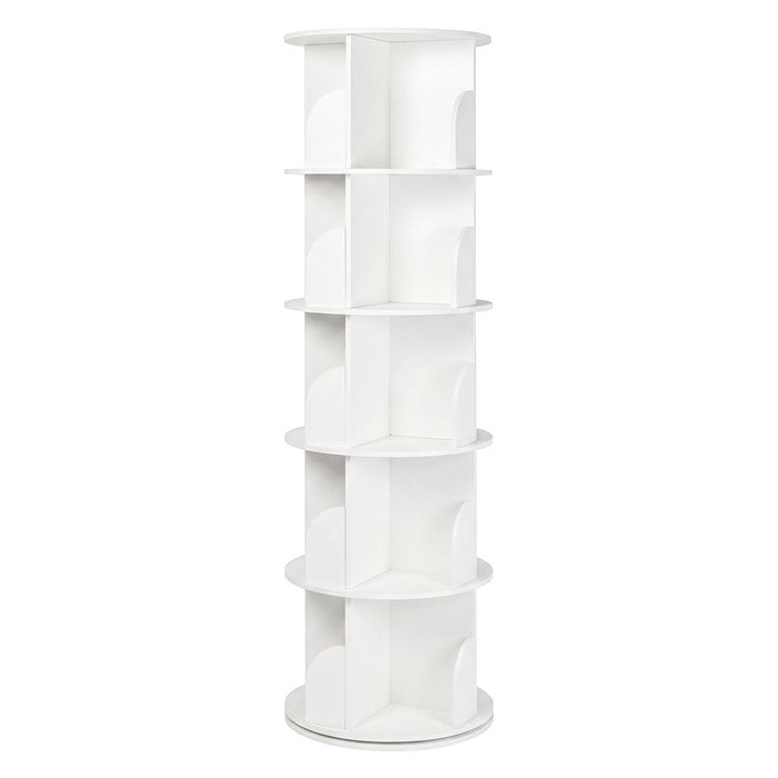 Levede Rotating Bookshelf 5 Tier Book Storage Space Saving Round Tower White