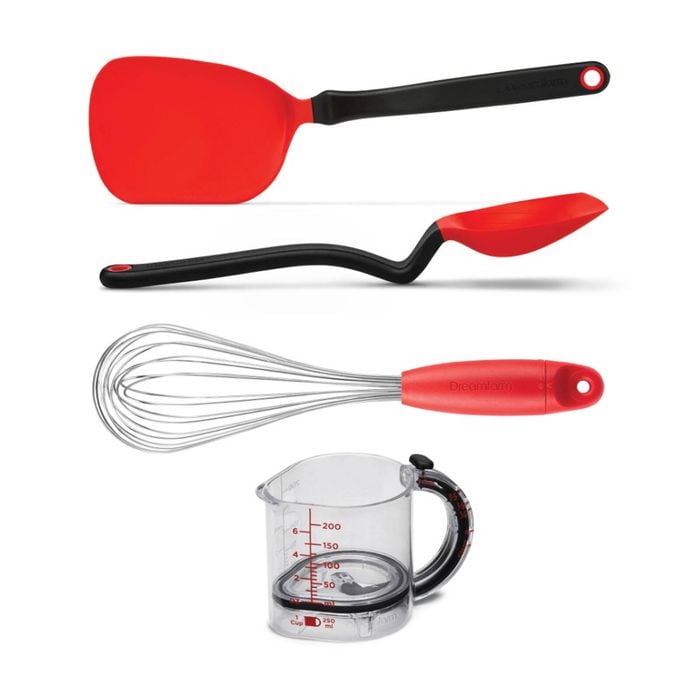 Dreamfarm Baking Set, Upcup 250ml Cup & 28cm Supoon & 30cm Chopula & 30cm Flisk Red