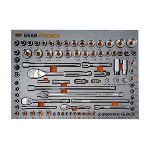 GEARWRENCH 90 Piece 1/2”, 3/8” & 1/2” Drive Metric & SAE Socket Set in EVA Tray