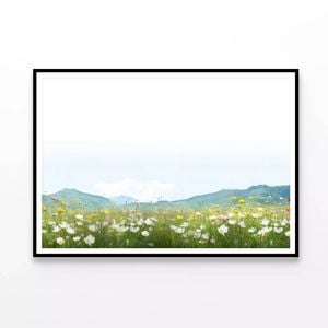 Flower Meadow with Mountains  Print 100% Australian Made 90x60cm  (Poster)