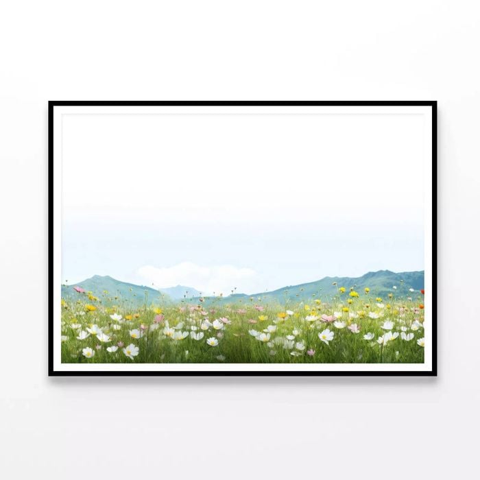 Flower Meadow with Mountains  Print 100% Australian Made 90x60cm  (Poster)