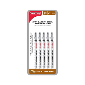 Diablo 100mm High Carbon Steel Jig Saw Blade For Fast & Clean Wood - 5 Pack
