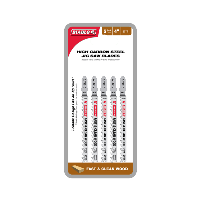 Diablo 100mm High Carbon Steel Jig Saw Blade For Fast & Clean Wood - 5 Pack