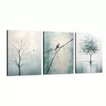 3 Set of Modern Blue Nature Art  Print 100% Australian Made 3 x 40x60cm  (Stretched)