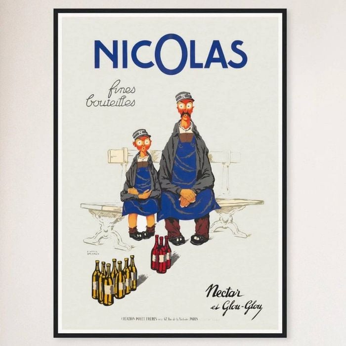 Galrie Nicolas Fine Bottles Vintage French Art Poster by Jules Isnard Dransy (1930) Home, Black Frame, A0 84 x 119cm (33x47inch)