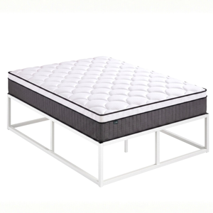Zinus Double Joseph Metal Bed Frame & Pocket Spring Mattress Set, 45cm High, Support iCoil Eurotop
