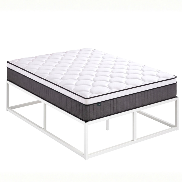 Zinus Double Joseph Metal Bed Frame & Pocket Spring Mattress Set, 45cm High, Support iCoil Eurotop