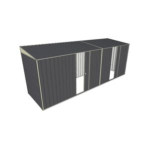 Build-a-Shed 1.5 x 5.2 x 2m Dual Single Sliding Side Door Skillion Shed - Grey