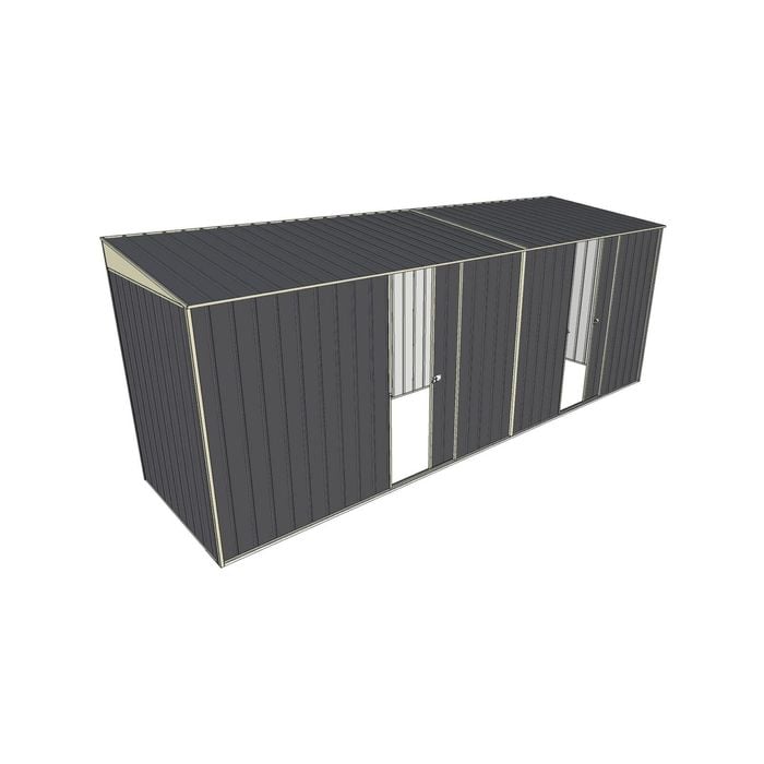 Build-a-Shed 1.5 x 5.2 x 2m Dual Single Sliding Side Door Skillion Shed - Grey