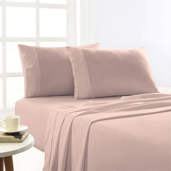 Park Avenue Split Queen Cotton Flannelette Bed Sheet Sets - Rose