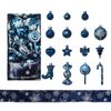 Catzon 30 Pcs Christmas Ball Including Candy Cane Bow Star Hanging Ornaments for Xmas-Blue