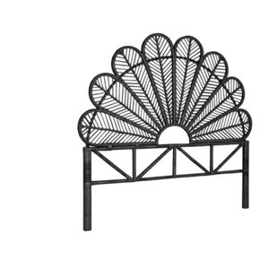 Rattan Headboard Peacock Black - Double