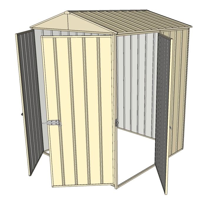 Build-a-Shed 1.5 x 1.5 x 2.3m Double Hinged Door Gable Shed with Single Hinged Side Door - Cream
