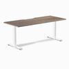 Desky Fixed Height Scalloped Melamine Office Desk White Frame 180cm - Natural Walnut