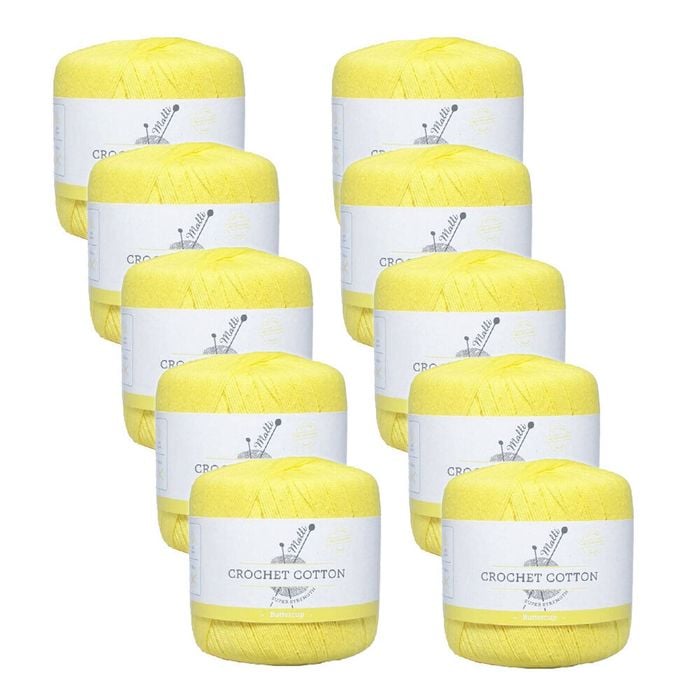 10pk Malli Super Strength 100% Cotton Crochet Knitting Yarn 3ply 50g Buttercup