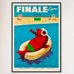 Galrie Vintage Finale Ligure Italy Travel Poster - Stunning Coastal Wall Art, Black Frame, A3 30 x 42cm (12 x 16inch)