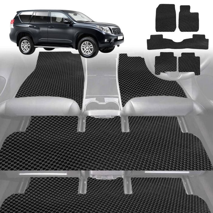 6D Diamond Car Floor Mats for Toyota Prado 2009-2013-Ultimate Set-Black-Outback GT