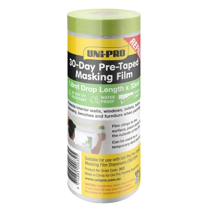 UNi-PRO 1800mm x 33m 30-Day Pre-Taped Masking Tape / Film Refill