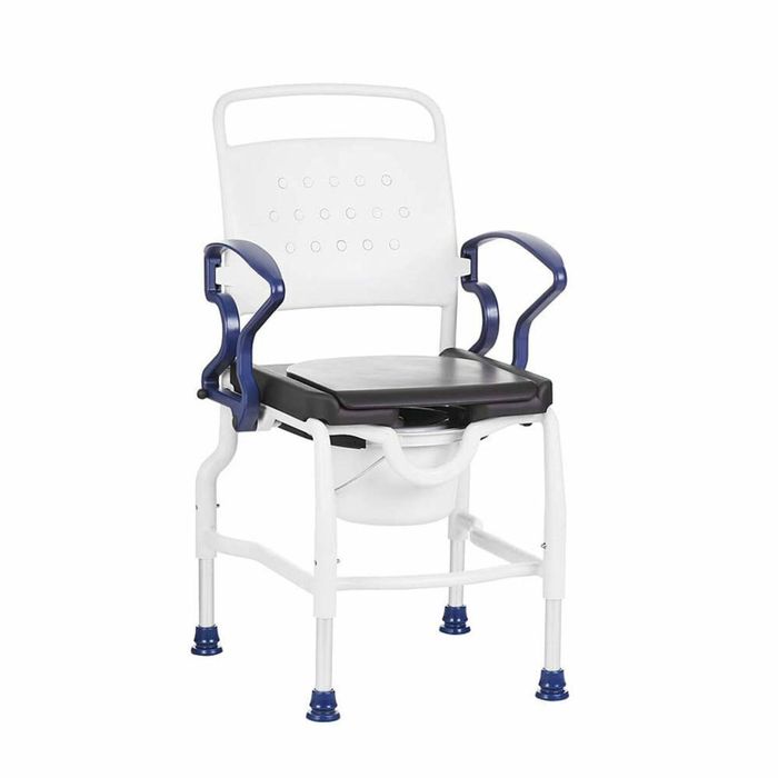 Shower Commode Chair with Soft PU Seat - Comfortable & Durable Bathroom Aid for Seniors & Carers