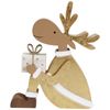 LVD Wooden Gifting Reindeer Christmas Holiday Decoration Small Gold/Brown