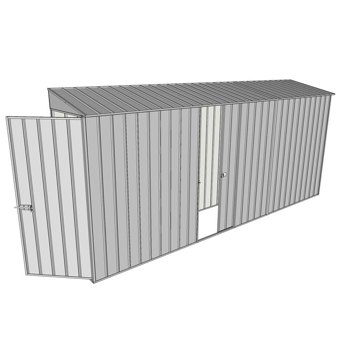Build-a-Shed 0.8 x 4.5 x 2m Skillion Single Hinged Door Shed with Single Sliding Side Door - Zinc