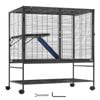 VEVOR Rolling Metal Ferret Cage Black Large 2-Tier Critter with Ramps & Tray