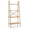 Costway Bamboo Ladder Bookshelf 4Tier Bookcase 148cm Wooden Kitchen