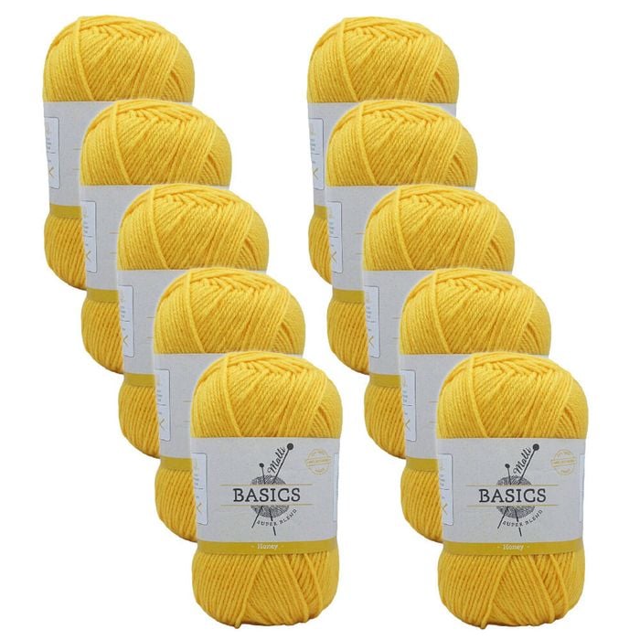10pk Malli Super Blend Basic Crochet Knitting Yarn 8ply 100g 16x9cm Honey