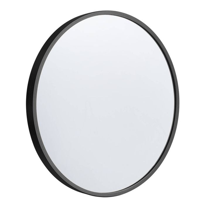 Furb Round Wall Mirror Circle Vanity Mirror Aluminum Frame Black 60cm