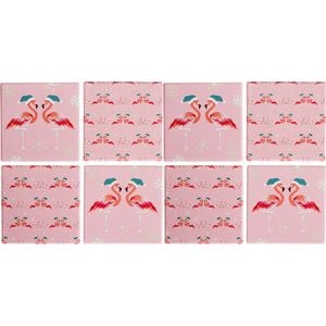 2x 4pc LVD Coasters Xmas Flamingos Decorative Barware/Serveware Kitchen Decor