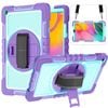 Rugged Stand Shockproof Hybrid Case with Strap For Samsung Tab A7 Lite (Purple+Mint)