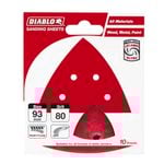 Diablo 93 x 93mm 80 Grit Abrasive All Surface Detail Sander Sheets - 10 Pack