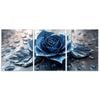 3pcs Blue roses with silver raindrops Print 100% Australian Made 3 x 40x60cm (Metal Print)