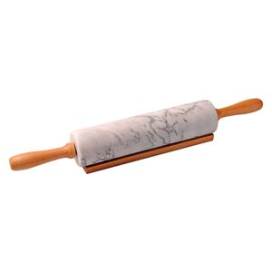 Integra Marble Rolling Pin w/ Wooden Cradle 6x46cm - Grey