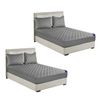SOGA 2 Pack Grey Double Cross-Hatch Quilted Mattress Cover Sets with 4 Pillowcases