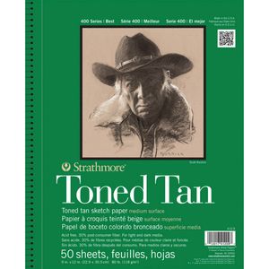 Strathmore 400 Series Toned Art/sketch Pad Tan Wire 9''x12'' 50 Sheets