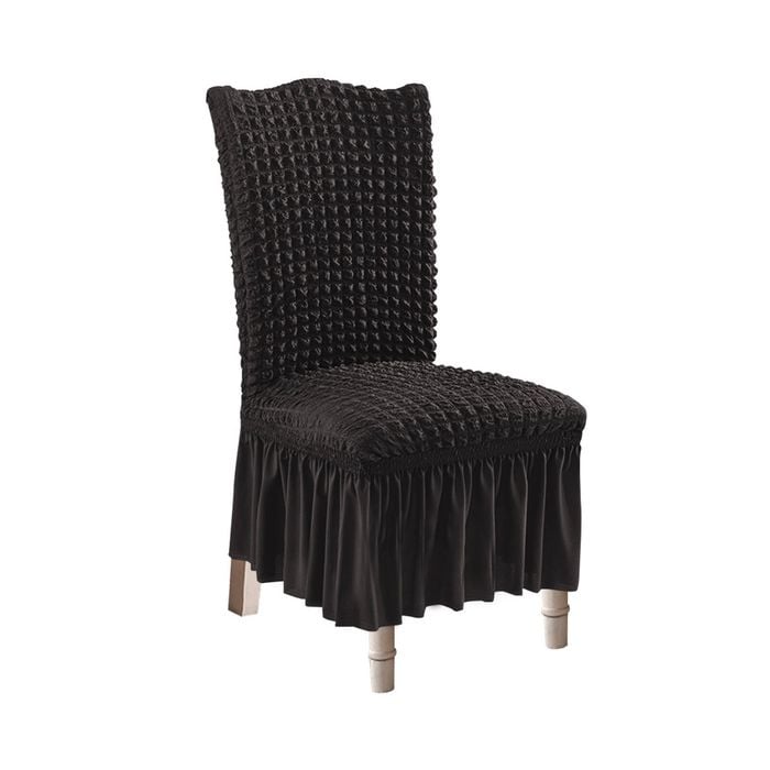 SOGA Black Chair Cover with Ruffle Skirt