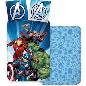 Marvel Avengers Blue Strike Cotton Quilt Cover Set - Toddler Bed Size