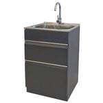Dissco 565mm Matt Black Elite Twin Drawer Laundry Tub