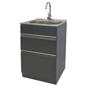 Dissco 565mm Matt Black Elite Twin Drawer Laundry Tub