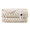 Dreamaker Emmett Premium Textured Faux Fur Electric Heated Throw Blanket Cream 180x200cm | Overheat Protection & Washable