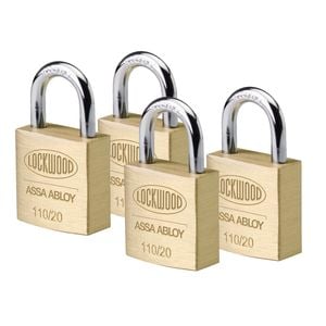 Lockwood 20mm Solid Brass 110 Series Padlock - 4 Pack
