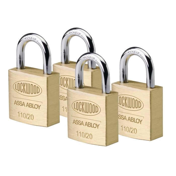 Lockwood 20mm Solid Brass 110 Series Padlock - 4 Pack