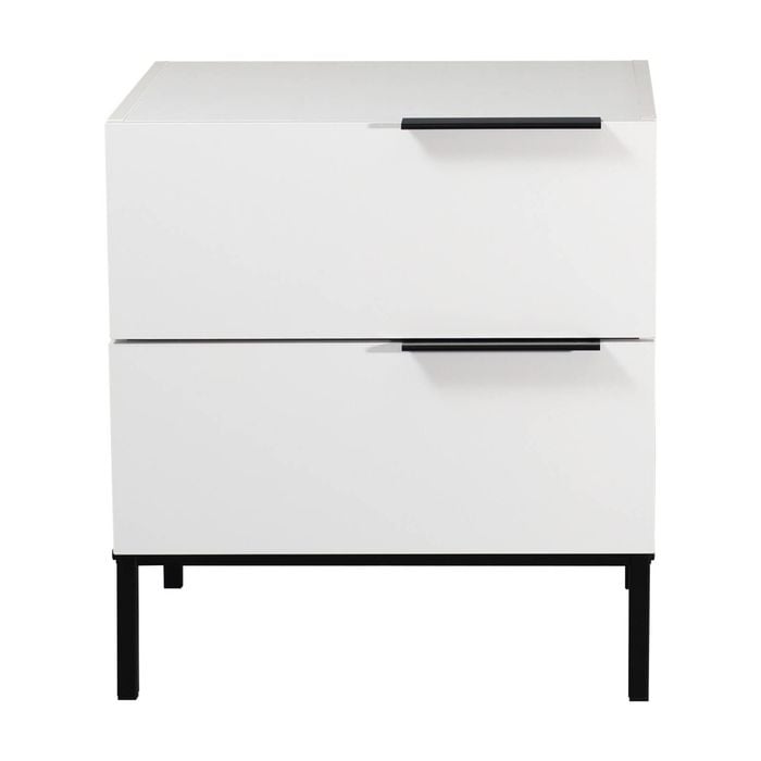 Dric 2 Drawers Bedside Table White