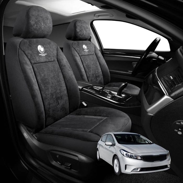 Australian Goose Edition Front Seat Covers for Kia Cerato 2013 - 2018 (YD) - Suede, Universal Fit - Black