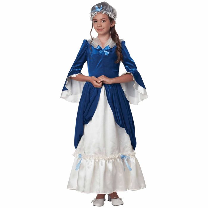 Colonial Era Dress Martha Washington Victorian Book Week Girls Costume S