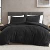 Ardor Subtle Textured Check Leonard Quilt Duvet Cover Set Double Black