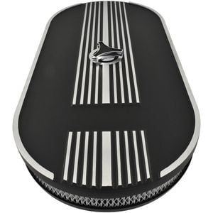 Oval Air Cleaner No Logo Suit Single 4 bbl Black Aluminium, 21 x 10 Inch